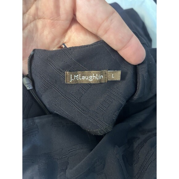 J.McLaughlin Textured Knit Jacquard Crew Neck Cap Sleeve Swing Dress Large Black - Picture 5 of 7